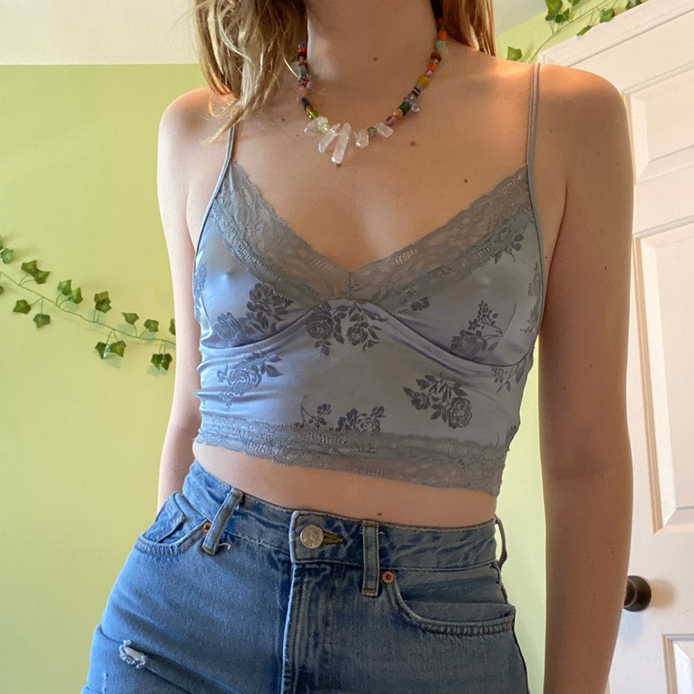 Motel rocks blue silky tank top